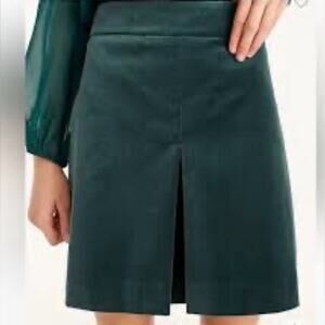 J. Crew VELVET PLEATED TEAL GREEN MINI SKIRT SZ 12
